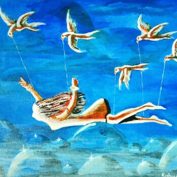 Painting titled "Fly With Me" by Kishore Bishoi, Original Artwork, Acrylic