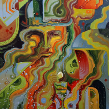 Painting titled "Absinthe man" by Serhii Voichenko, Original Artwork, Oil