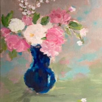 Peinture intitulée "Le bouton de rose" par Myriam Delarue-Assan, Œuvre d'art originale, Acrylique Monté sur Châssis en bois