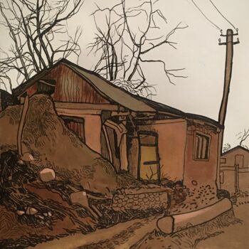 Peinture intitulée "''Country house''" par Raffi Ghazaryan, Œuvre d'art originale, Acrylique