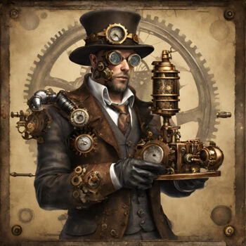 Arts numériques intitulée "STEAMPUNK STYLE. TI…" par Reskatorsilver, Œuvre d'art originale, Impression numérique