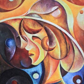 Painting titled "L'inconnue" by Claude Diaz (Seg), Original Artwork, Oil Mounted on Cardboard