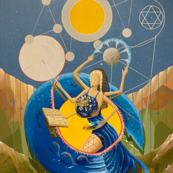 Peinture intitulée "Earth Keeper" par Anton Vishnevsky (A. Vish), Œuvre d'art originale, Huile Monté sur Panneau de bois