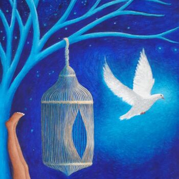 Peinture intitulée "Libérée" par Magali Augris, Œuvre d'art originale, Acrylique Monté sur Châssis en bois