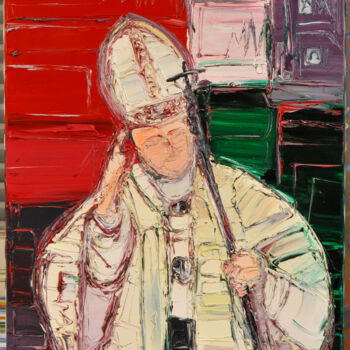 Painting titled "le pape jean paul I…" by Frederic Servian, Original Artwork, Oil