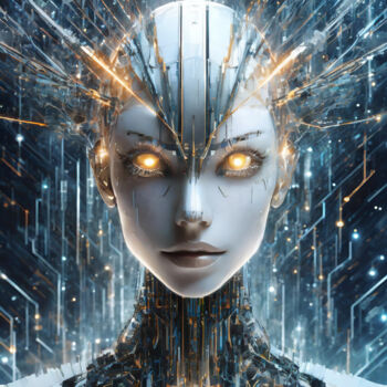 Digital Arts με τίτλο "Fire Android" από Jacek Dudziński, Αυθεντικά έργα τέχνης, Ψηφιακή ζωγραφική