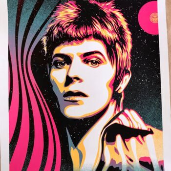 Incisioni, stampe intitolato "Moonage daydream" da Shepard Fairey (Obey), Opera d'arte originale, Serigrafia