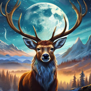 Digital Arts titled "Lunar Serenade" by Jacek Dudziński, Original Artwork, Digital Painting