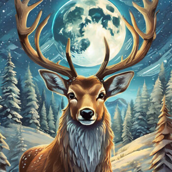 Digital Arts titled "Moonlit Majesty" by Jacek Dudziński, Original Artwork, Digital Painting
