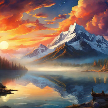 Digital Arts με τίτλο "Tranquil Reverie: A…" από Jacek Dudziński, Αυθεντικά έργα τέχνης, Ψηφιακή ζωγραφική