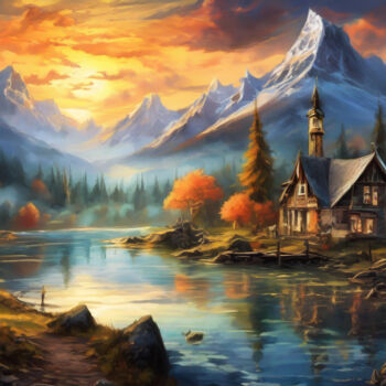 Digital Arts titled "Echoes of Tranquili…" by Jacek Dudziński, Original Artwork, Digital Painting