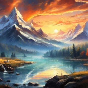 Digital Arts με τίτλο "Tranquil Trails: A…" από Jacek Dudziński, Αυθεντικά έργα τέχνης, Ψηφιακή ζωγραφική