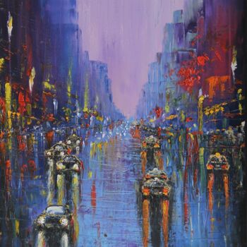 Painting titled "Rain Jazz" by Serguei Borodouline, Original Artwork, Oil