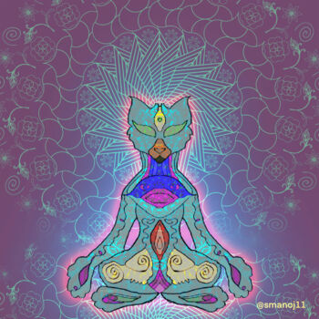 Digital Arts titled "Feline Mystique: Ar…" by Manoj S, Original Artwork, Digital Print