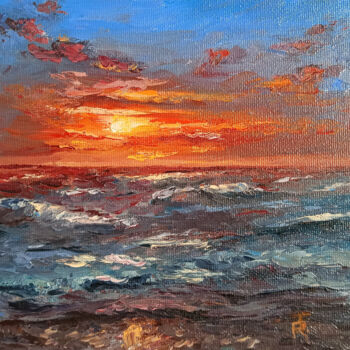 Pintura titulada "Ocean Serenade. Red…" por Tamara Rozinskay, Obra de arte original, Oleo Montado en Cartulina