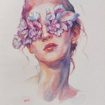 Ζωγραφική με τίτλο "Blinded by Spring" από Dunja Jung, Αυθεντικά έργα τέχνης, Ακουαρέλα