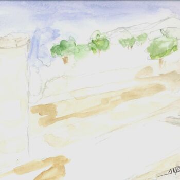 Painting titled "Αρχαία Ελέα" by Despina Vrouvaki, Original Artwork, Watercolor