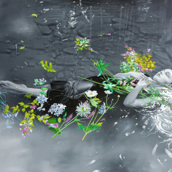 Peinture intitulée "Ophelia" par Chung Yau Shek, Œuvre d'art originale, Huile Monté sur Châssis en bois