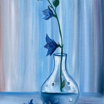 Painting titled "Bell flower" by Anna Pavlovich-Naneva, Original Artwork, Oil Mounted on Wood Stretcher frame