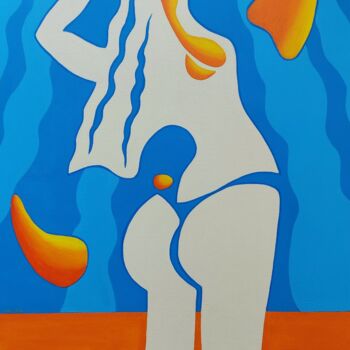 绘画 标题为“Woman combing her h…” 由Peter Vamosi, 原创艺术品, 丙烯 安装在木质担架架上
