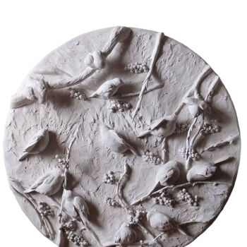 Sculpture titled "Pigeon milk" by Nastassia Karpenkova, Original Artwork, Plaster Mounted on Wood Panel