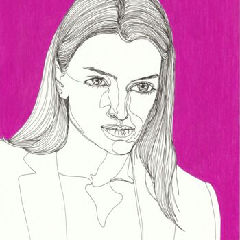 Dessin intitulée "Portrait de femme f…" par Sandrine Borgniet, Œuvre d'art originale, Marqueur
