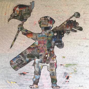 Collages intitulée "Godon" par Antoine Maume, Œuvre d'art originale, Collages Monté sur Châssis en bois