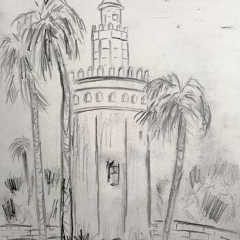 Рисунок под названием "Torre del Oro" - Roberto Urbano, Подлинное произведение искусства, Карандаш