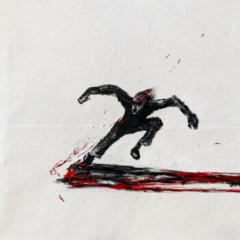 Painting titled "Humanboarding" by Vaxo Lang, Original Artwork, Acrylic