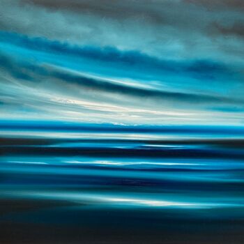 「Blue in the Black S…」というタイトルの絵画 Julia Everettによって, オリジナルのアートワーク, オイル ウッドストレッチャーフレームにマウント