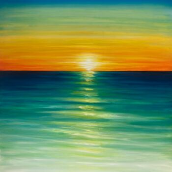 Painting titled "By the Setting of t…" by Julia Everett, Original Artwork, Oil Mounted on Wood Stretcher frame