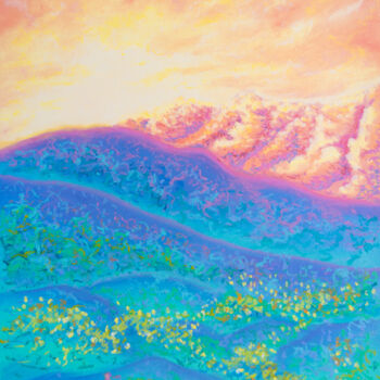 Pittura intitolato "Hillside Blossoms" da Katherine Pieniazek, Opera d'arte originale, Pastello