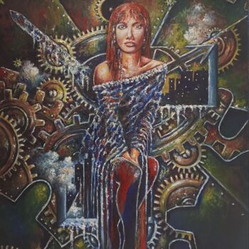 Painting titled "La montre figée" by Daniel Schaub, Original Artwork, Oil