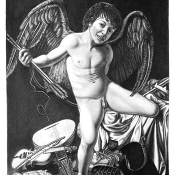 Drawing titled "Amor vincit omnia" by Roby Bí, Original Artwork, Graphite