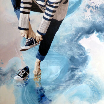 Painting titled "grand espoir de rep…" by Sandrine Gergaud, Original Artwork, Acrylic Mounted on Wood Stretcher frame