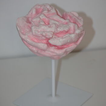 Sculpture titled "Pink Bud" by Krsart, Original Artwork, Plaster