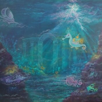 Painting titled "Petit Poséidon en p…" by Émilie Pauly, Original Artwork, Acrylic