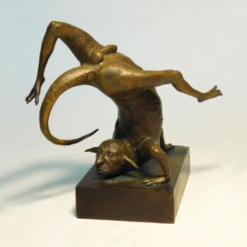 雕塑 标题为“Catching the tail,…” 由Dmitriy Shevchuk, 原创艺术品, 青铜