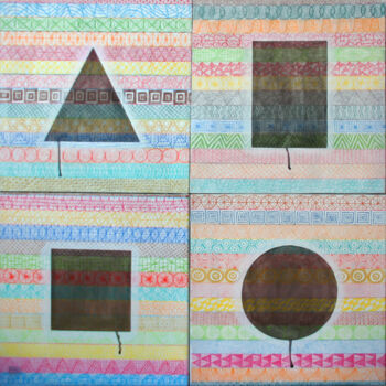 Peinture intitulée "Patterns & Shapes" par Ufuk Uyanik, Œuvre d'art originale, Encre
