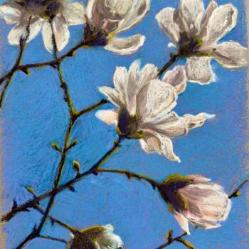 Tekening getiteld "Soaking in deep blue" door Julia Suptel, Origineel Kunstwerk, Pastel