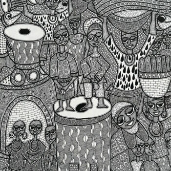 绘画 标题为“TWIN” 由Ifetaofic, 原创艺术品, 墨