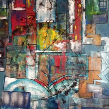 Painting titled "Au détour d'un chem…" by Blonval, Original Artwork, Acrylic Mounted on Wood Stretcher frame