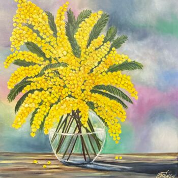 Peinture intitulée "Mimosa" par Anna Pavlovich-Naneva, Œuvre d'art originale, Huile Monté sur Châssis en bois