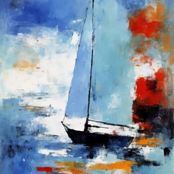 Digitale Kunst getiteld "Sailing" door Kyozai, Origineel Kunstwerk, AI gegenereerde afbeelding