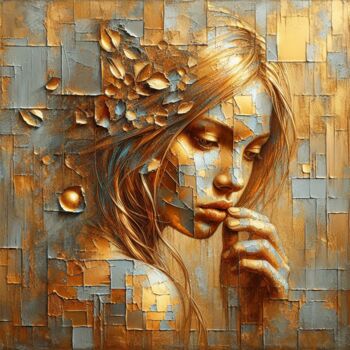 Digital Arts με τίτλο "Gilded Reflections" από Abstract Bliss, Αυθεντικά έργα τέχνης, Ψηφιακή ζωγραφική