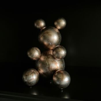Sculpture titled "Marbled Small Bear…" by Iryna Antoniuk (IRENA TONE), Original Artwork, Metals