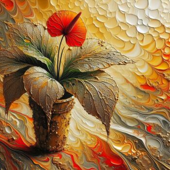 Digital Arts titled "Scarlet Elegance" by Abstract Bliss, Original Artwork, AI generated image