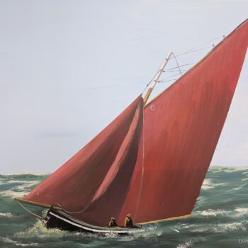 Painting titled "Sailing towards the…" by Cathal O Malley, Original Artwork, Acrylic Mounted on Wood Stretcher frame