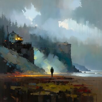 제목이 "on the water's edge"인 디지털 아트 Go San로, 원작, 디지털 페인팅