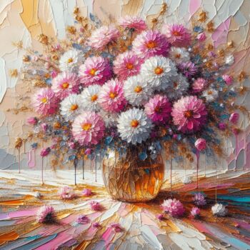 Digital Arts titled "Aster Whispers" by Abstract Bliss, Original Artwork, Digital Painting